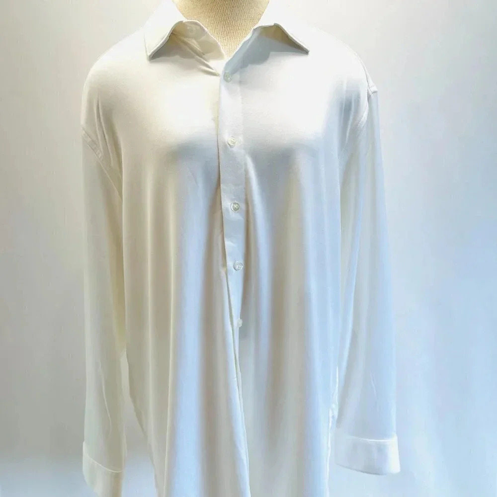 NWT APT 9 Men Long Sleeve Button Down White Slim Fit Dress Shirt Sz 17-17 1/2 XL